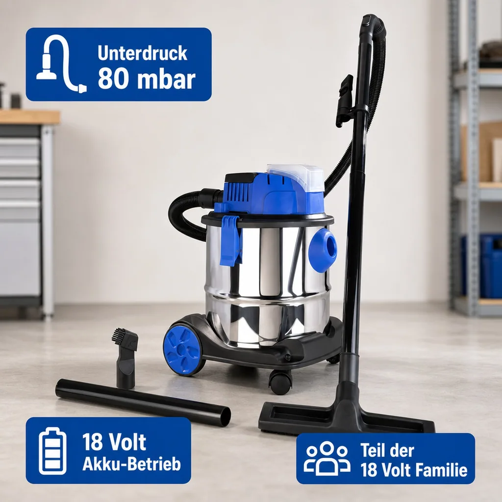 18 V Nass/Trockensauger WNTS, ohne Akku und Ladegerät
