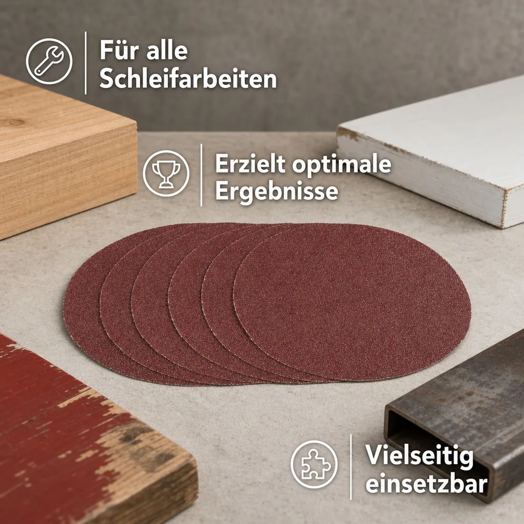 Schleifpapier Set, Durchmesser 125 mm, selbstklebend, 6 Stück (je 2 x K60-K80-K120)