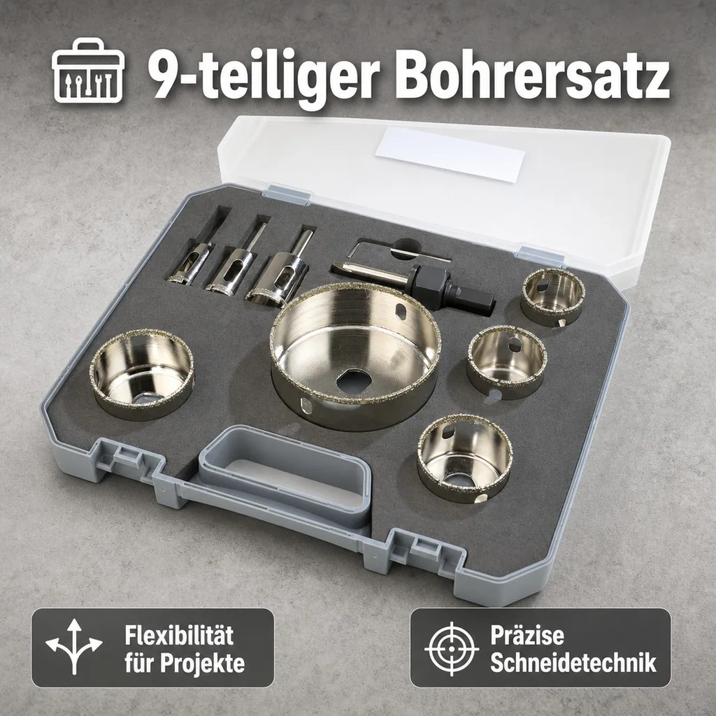 Fliesenbohrer-Satz, 9-teilig