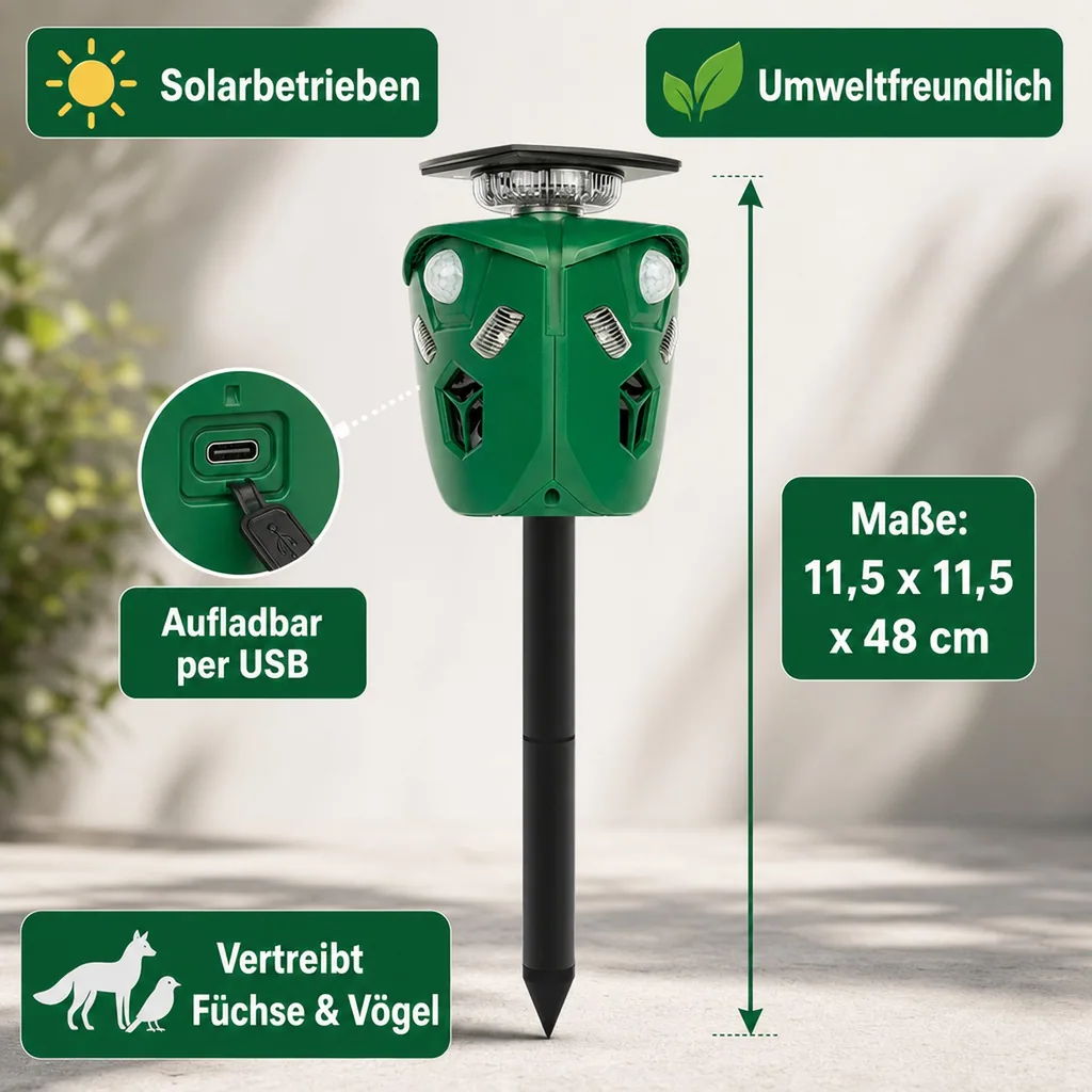 Tierschreck mit Ultraschall + Blitzlicht "360"