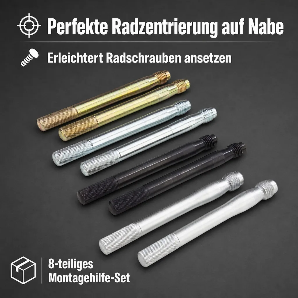Rad Montagehilfe Fixierbolzen, 8-teiliges Set