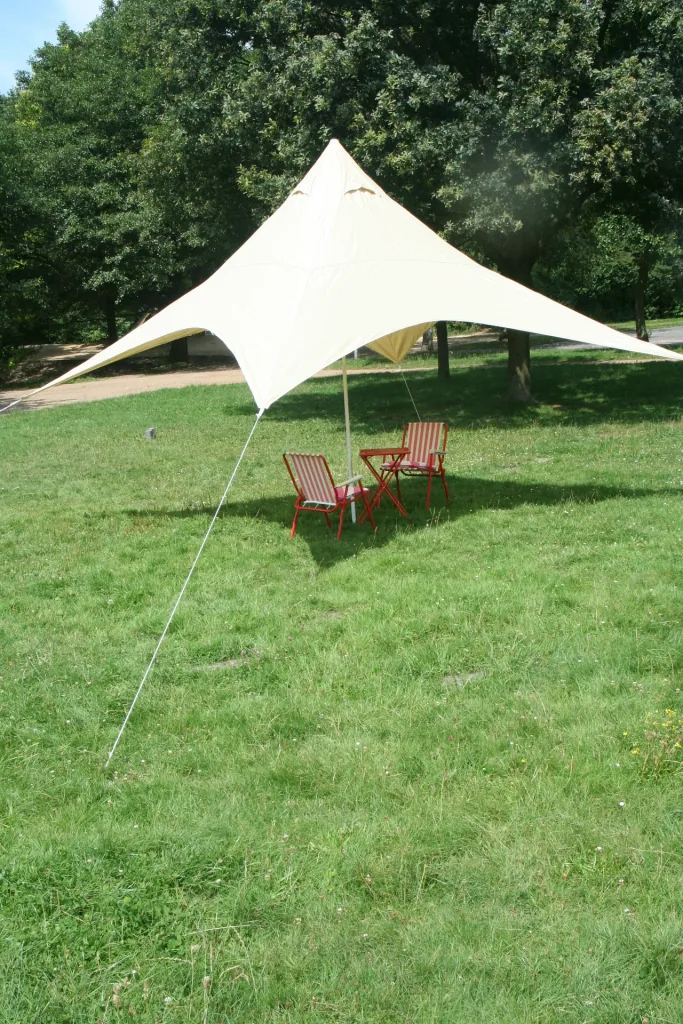 Viereck-Sonnensegel für Camping mit Stangen, sand, 400 x 400 cm