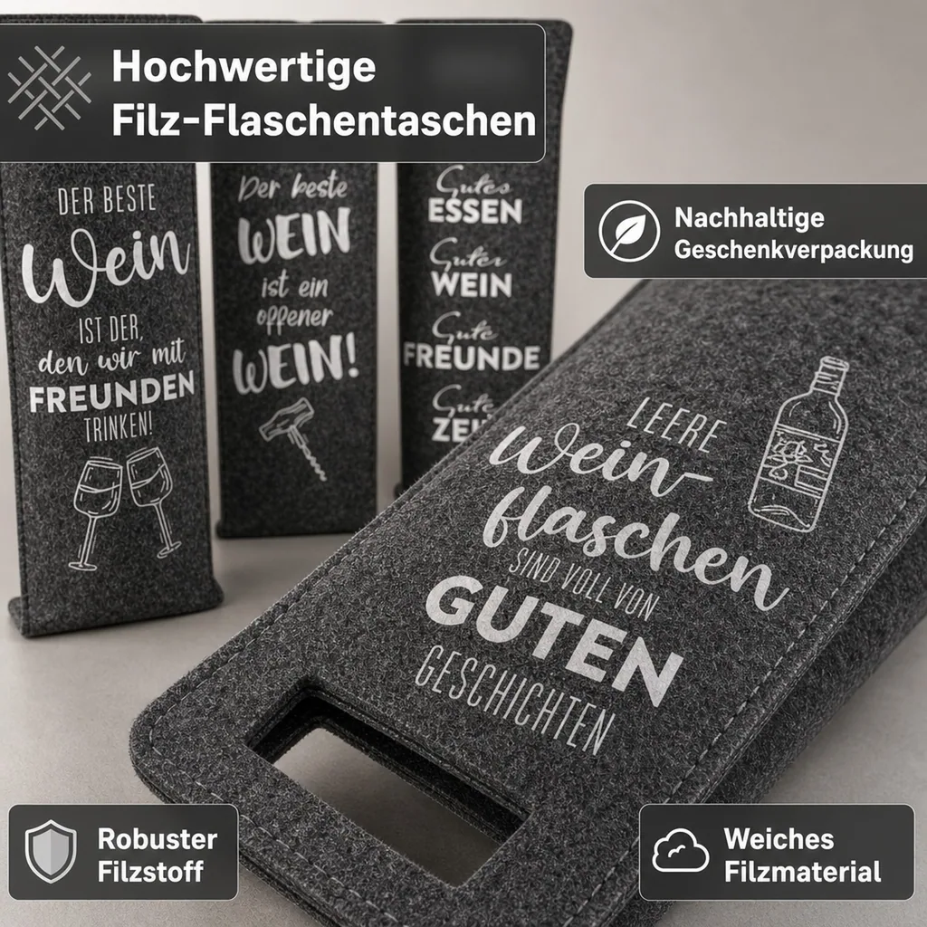 Flaschentasche aus Filz, 4er-Set