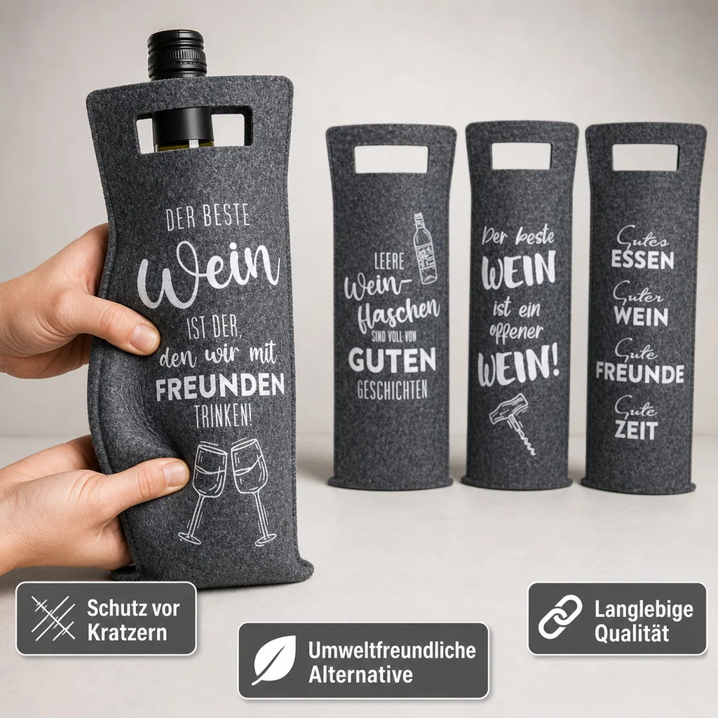 Flaschentasche aus Filz, 4er-Set