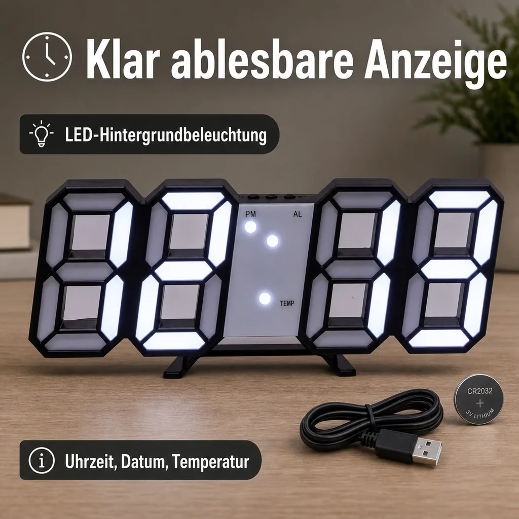 3D LED-Uhr