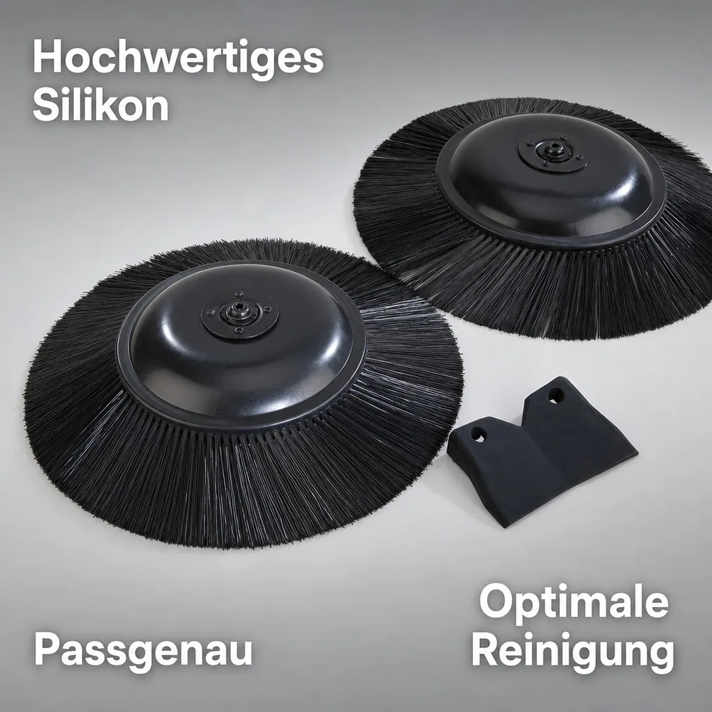 Ersatzteilset für Kehrmaschine, 2 Bürsten + 1 Dichtlippe