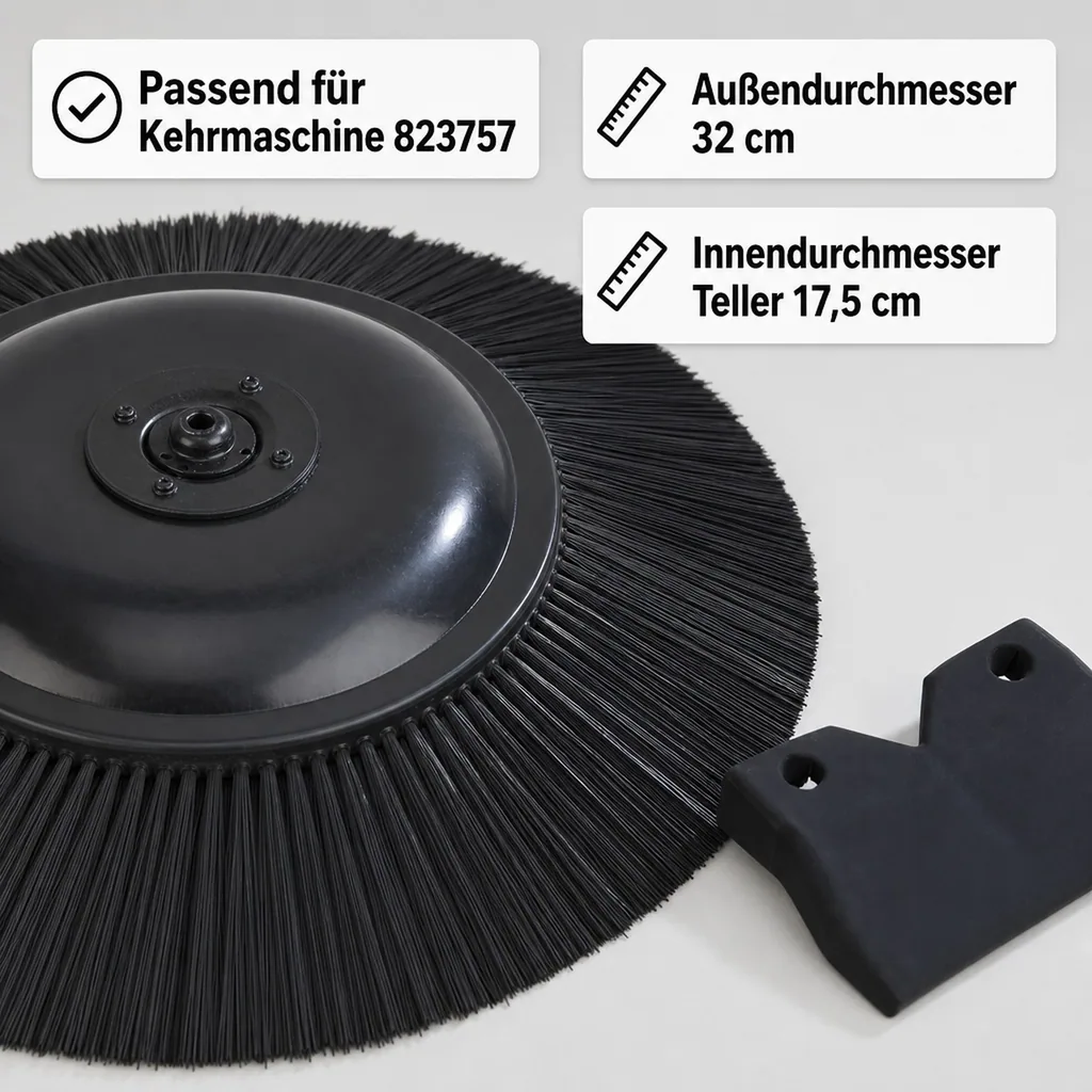 Ersatzteilset für Kehrmaschine, 2 Bürsten + 1 Dichtlippe