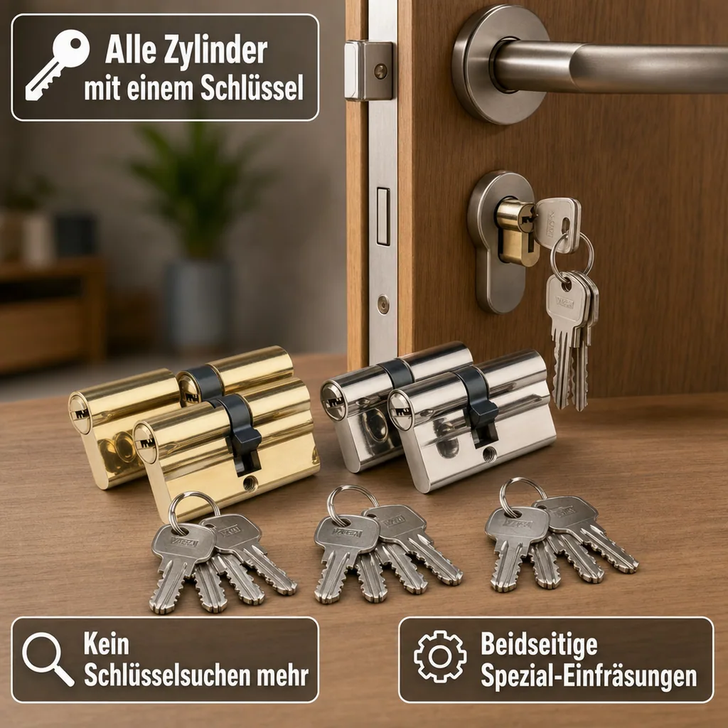 Schließzylinder Satz 4-teilig mit 12 Sicherheitsschlüsseln