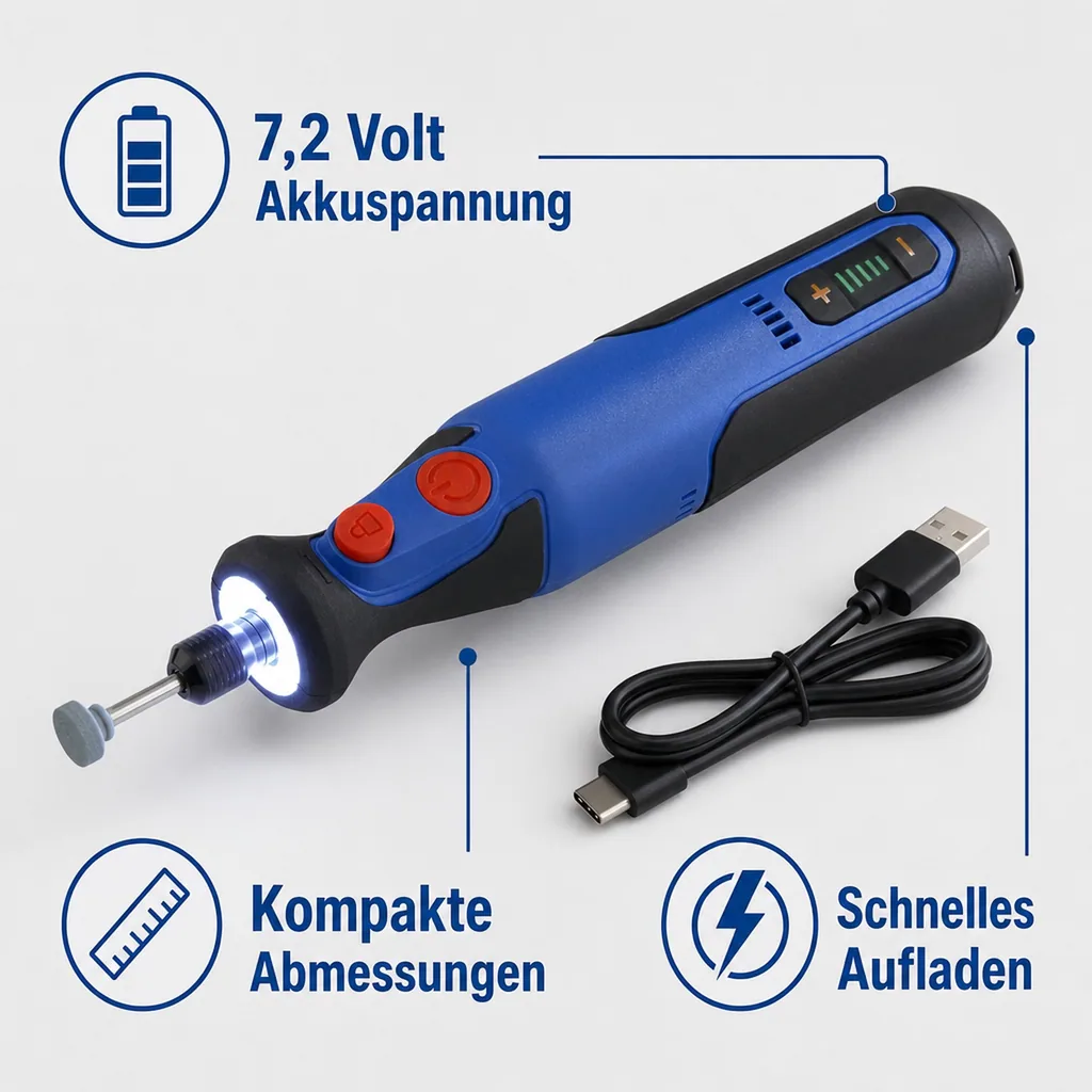 Akku Mini-Bohr-Fräswerkzeug-Set WBFW7.2