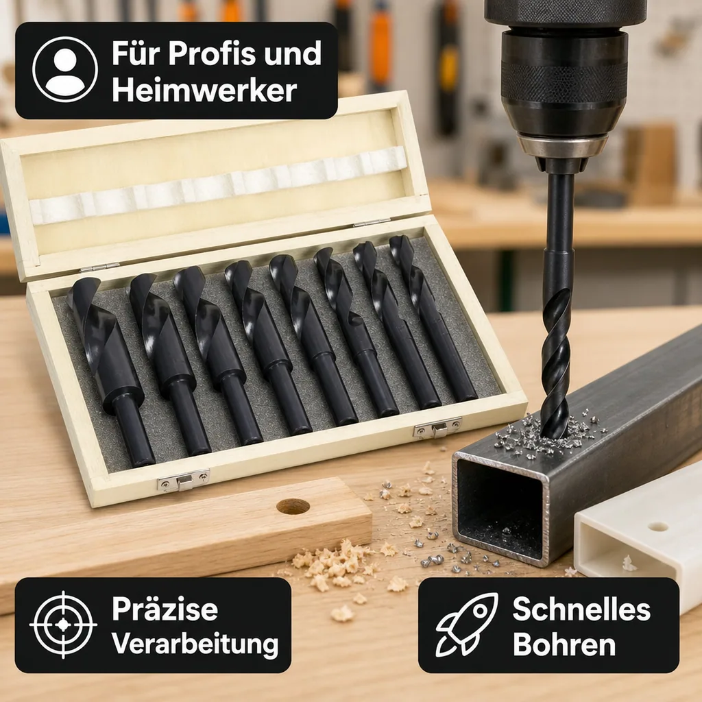 Spiralbohrer Satz mit abgedrehtem Schaft 8-teilig