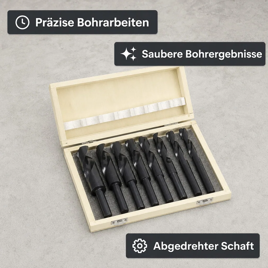Spiralbohrer Satz mit abgedrehtem Schaft 8-teilig