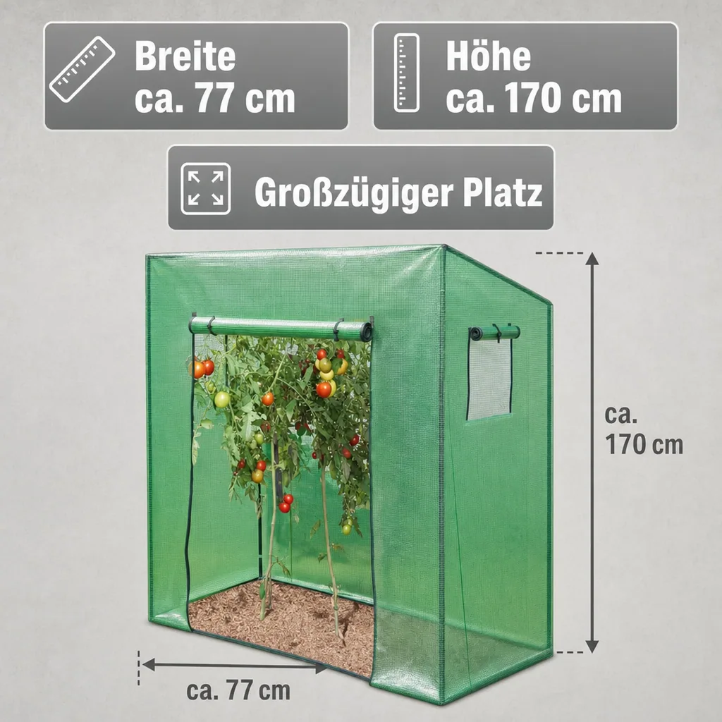 Tomaten Gewächshaus "Groß", ca. 200 x 77 x 170 cm, LxBxH