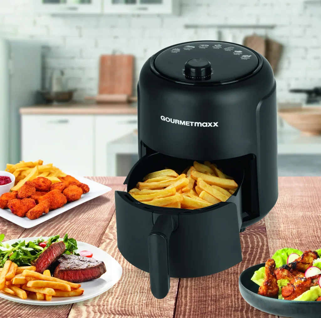 Heißluft-Fritteuse, 2,3 l, 1000 Watt, schwarz