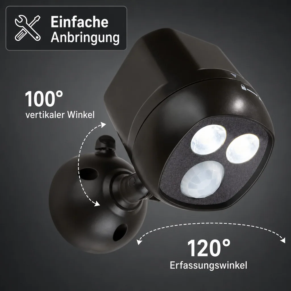 LED-Sicherheitsleuchte mit Funkkopplung, 2 Stück (Batterien nicht enthalten)