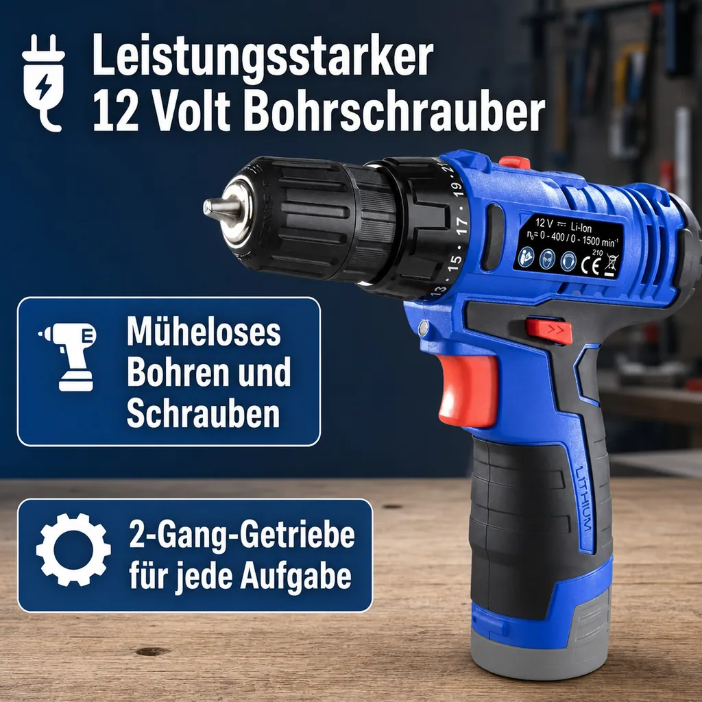 Akku-Bohrschrauber 2-Gang 12 Volt WA2BS12 (ohne Akku und Ladegerät)