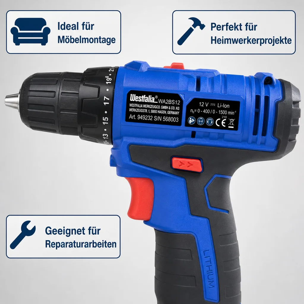 Akku-Bohrschrauber 2-Gang 12 Volt WA2BS12 (ohne Akku und Ladegerät)