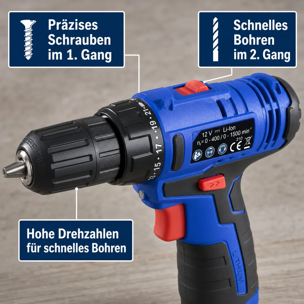 Akku-Bohrschrauber 2-Gang 12 Volt WA2BS12 (ohne Akku und Ladegerät)