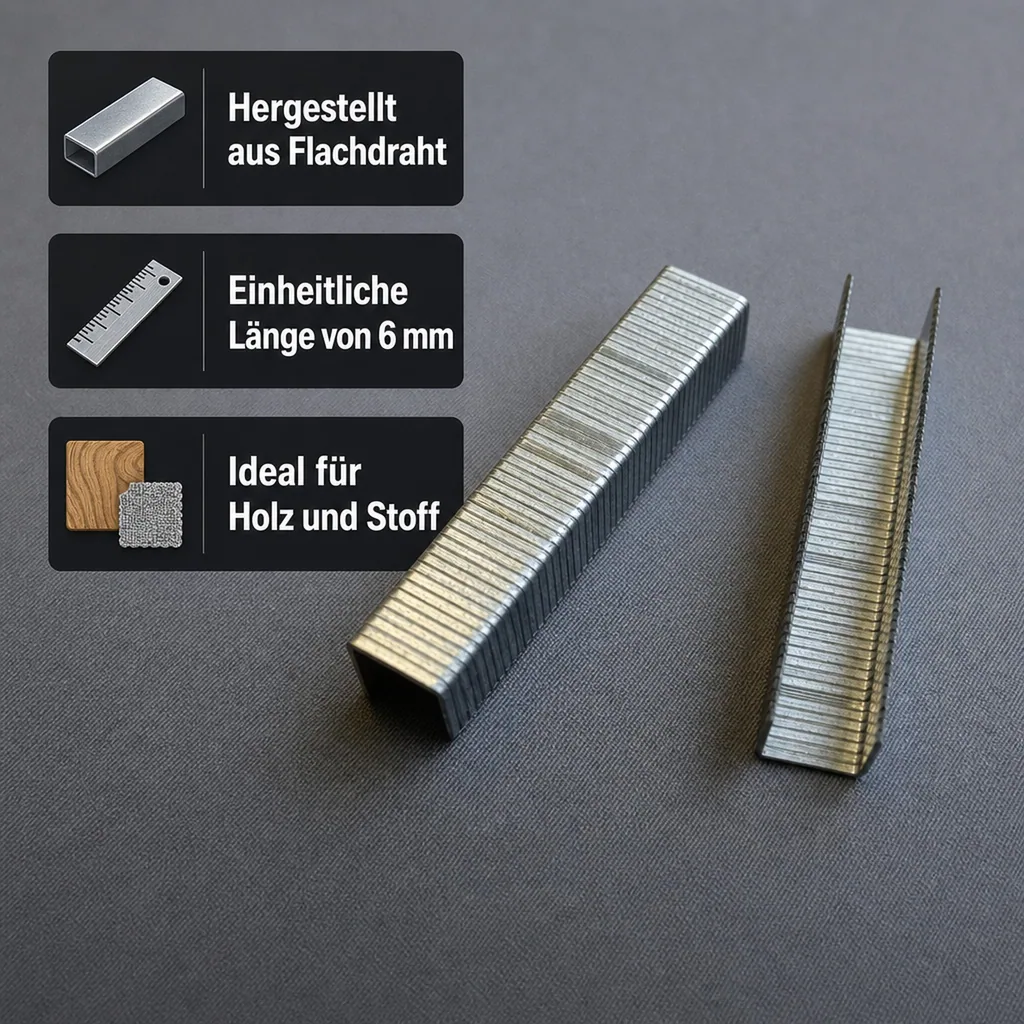 6 mm Flachdraht Tacker Klammern, 1.000 Stärke, 1,2 mm