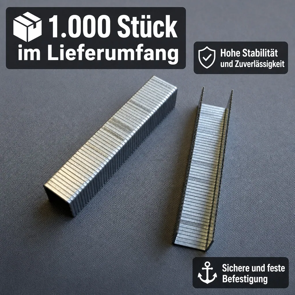 6 mm Flachdraht Tacker Klammern, 1.000 Stärke, 1,2 mm