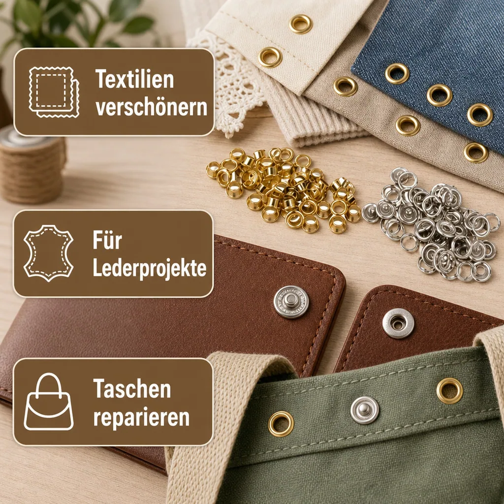 Ösen- und Druckknopf Set, 250-teilig