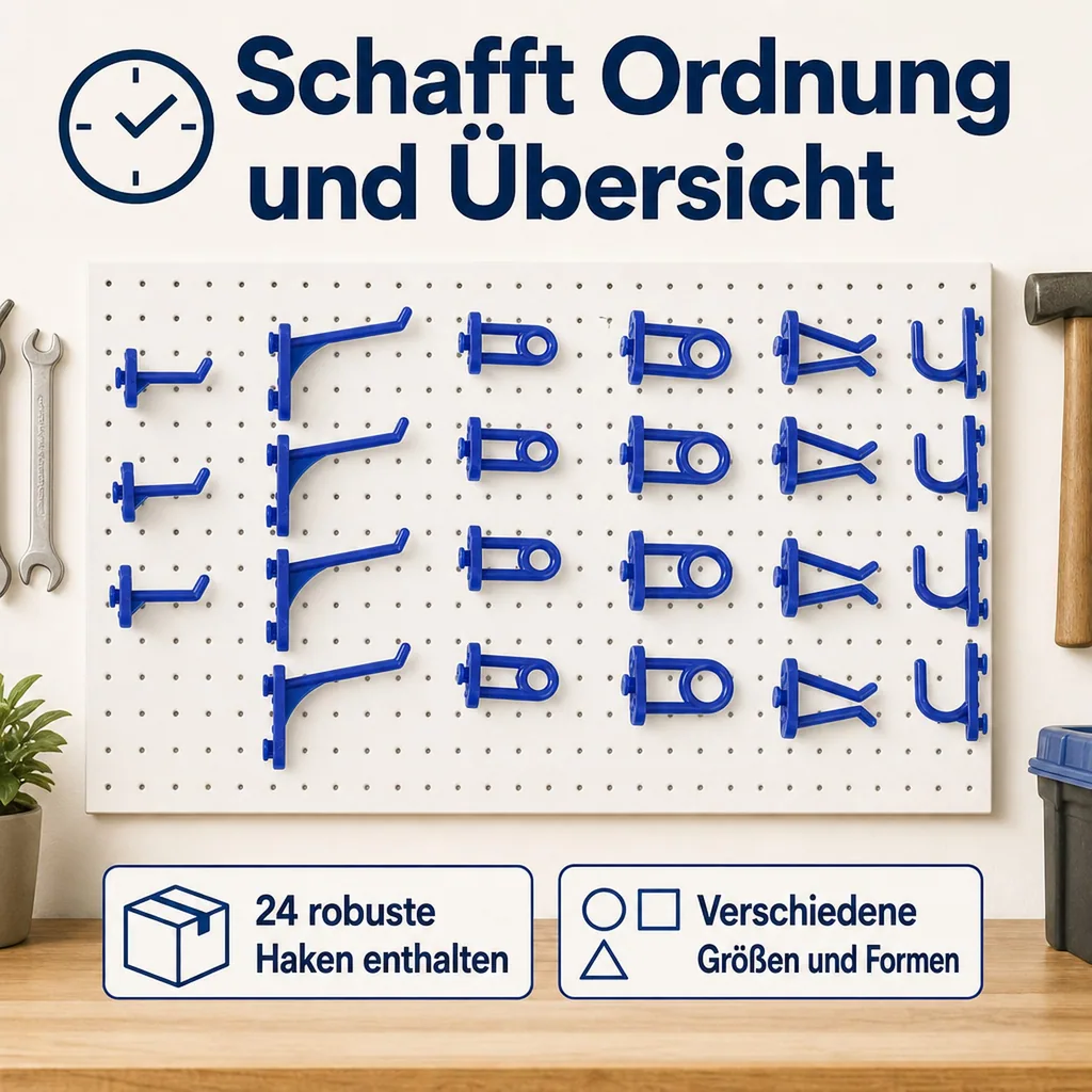 Hakensortiment 24-teilig für Lochwände