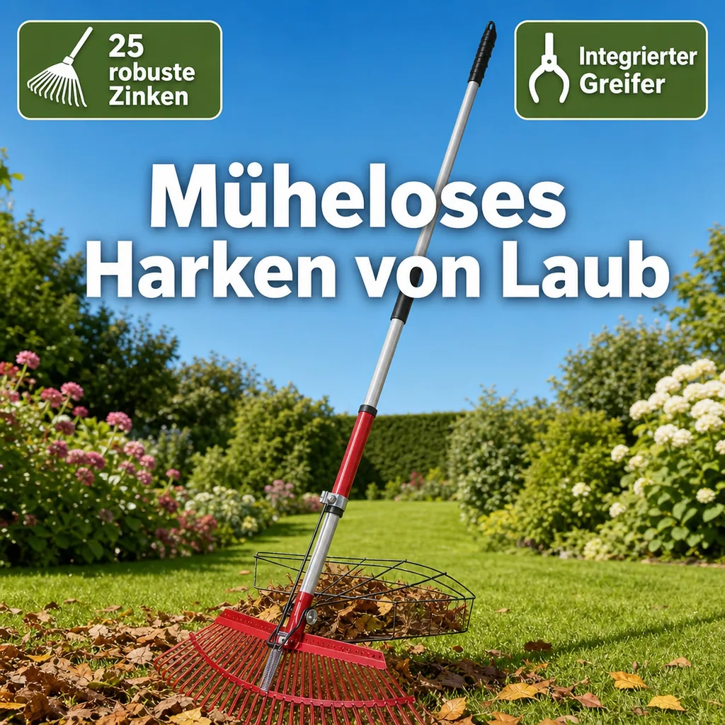 Universal-Rechen mit Greifer, 25 Zinken, teleskopierbar