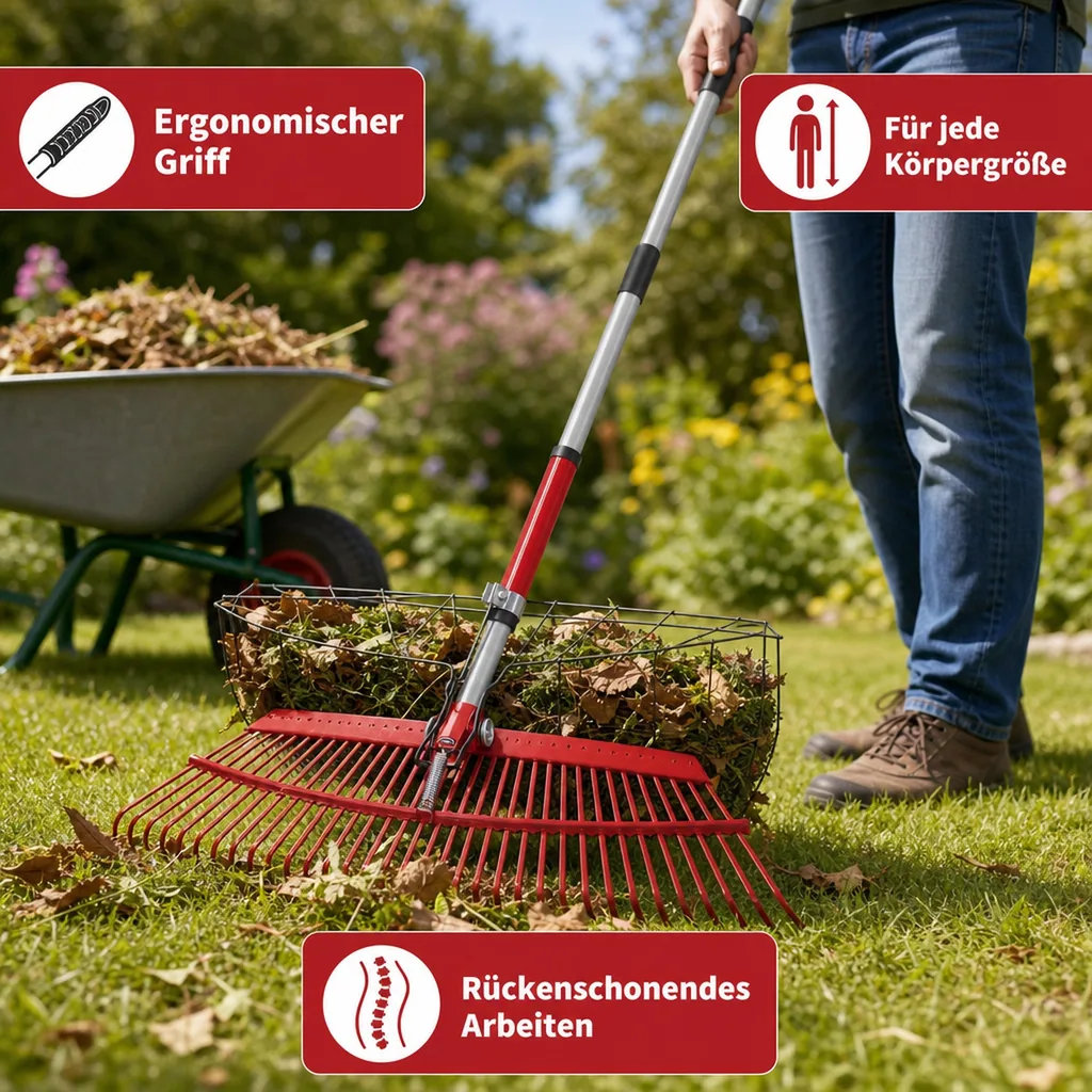 Universal-Rechen mit Greifer, 25 Zinken, teleskopierbar