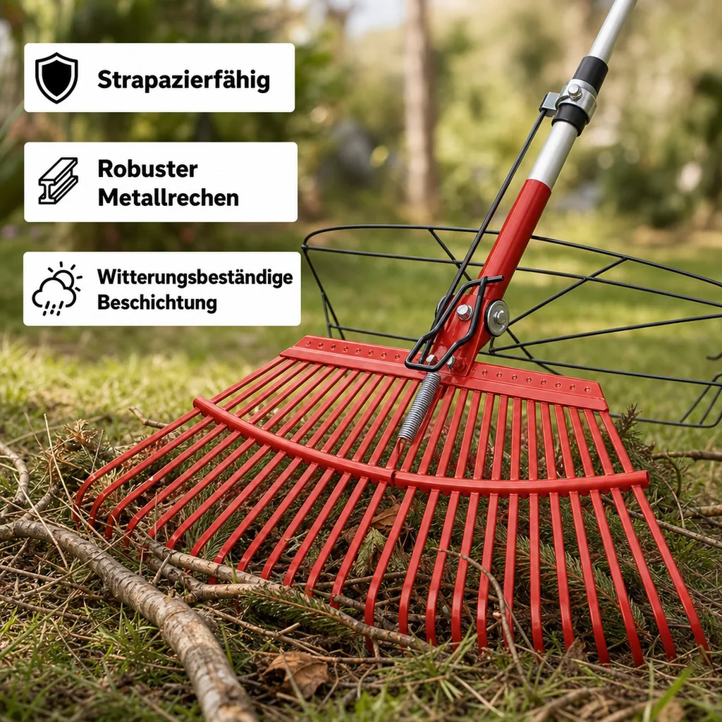 Universal-Rechen mit Greifer, 25 Zinken, teleskopierbar
