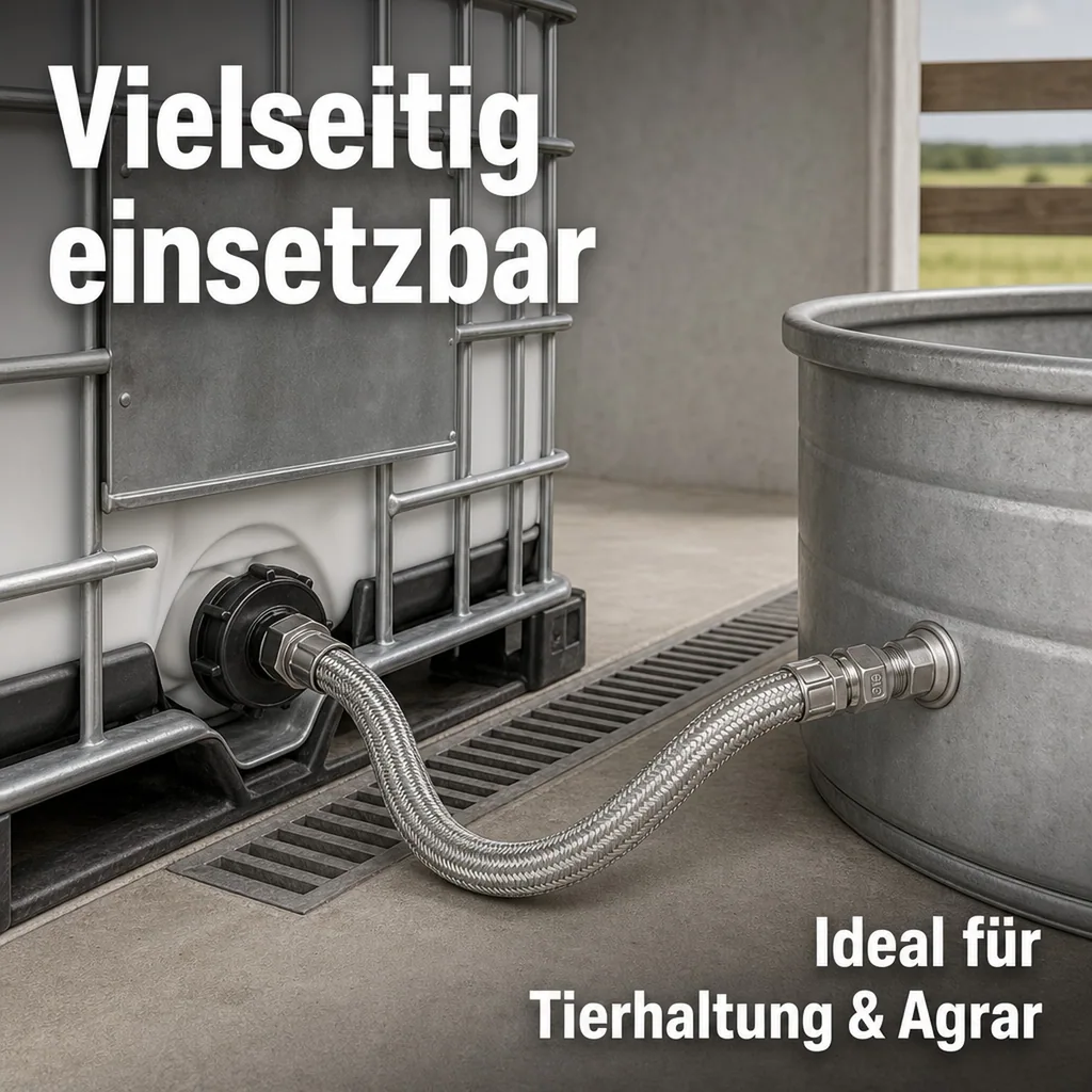 Anschlussset für IBC Behälter - mit flexiblen Panzerschlauch