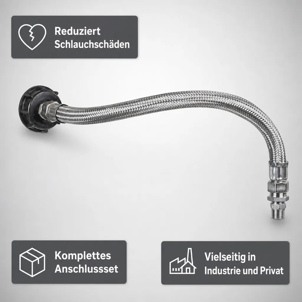 Anschlussset für IBC Behälter - mit flexiblen Panzerschlauch