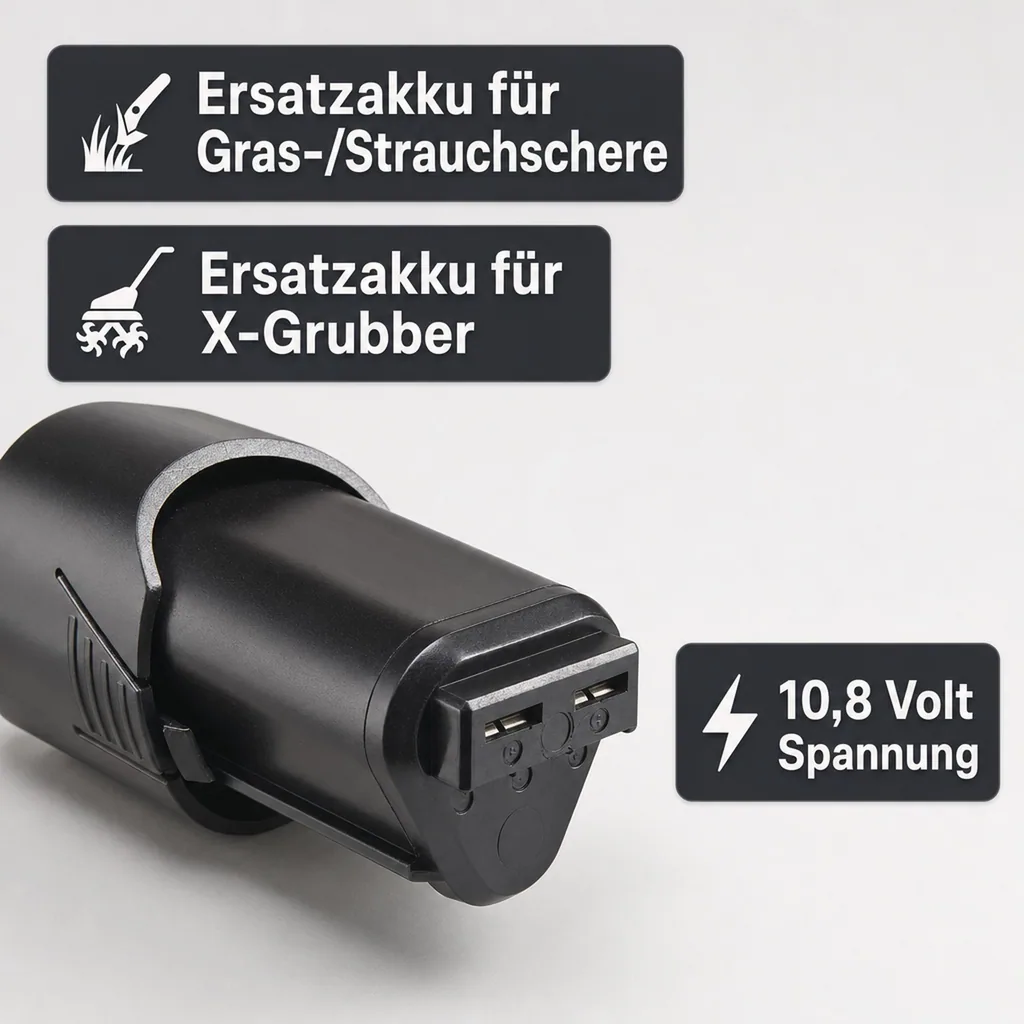 Ersatzakku zu Akku Gras- und Strauchschere 10,8 V u. X-Grubber Akku-Hand-Bodenhacke