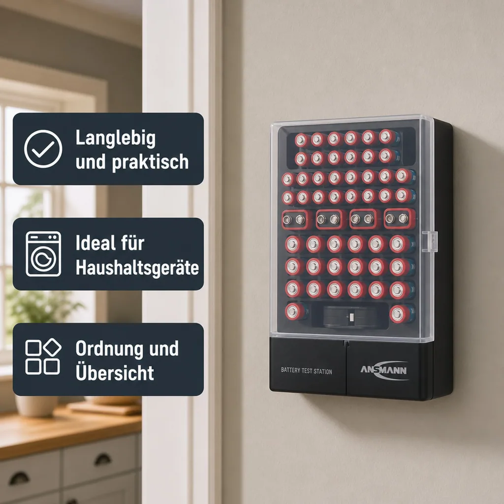 Aufbewahrungsbox für bis zu 56 Zellen, inklusive 52 Batterien