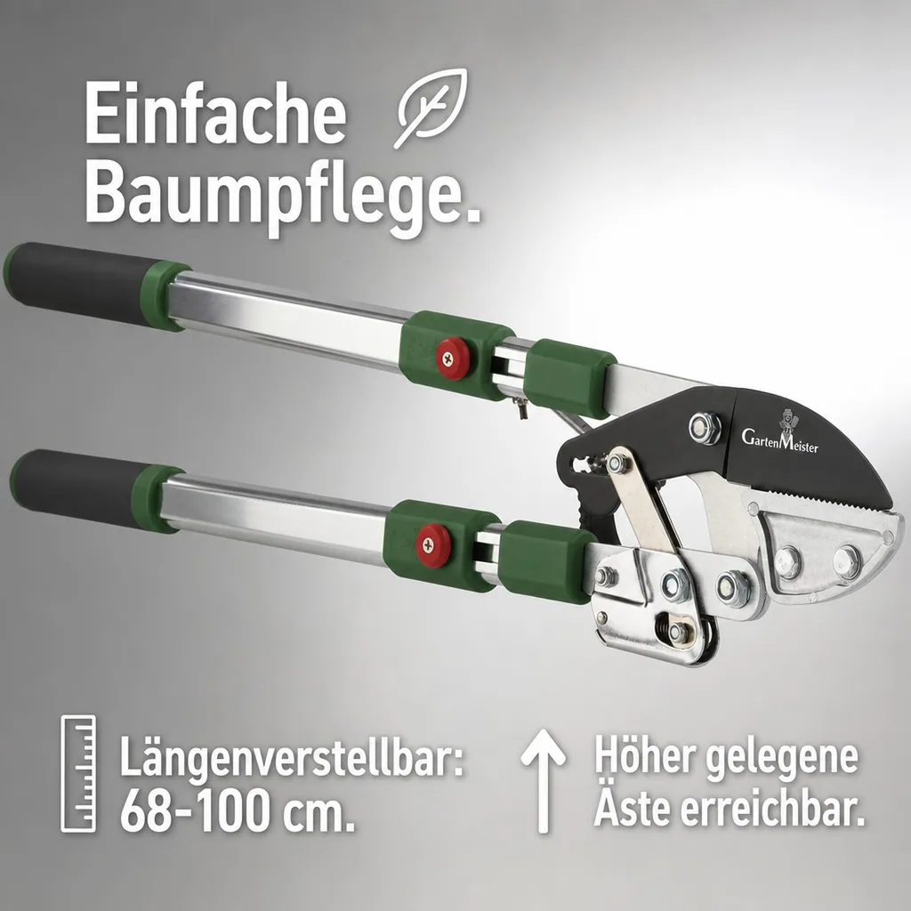 Amboss Astschere mit Ratsche und Teleskopgriff
