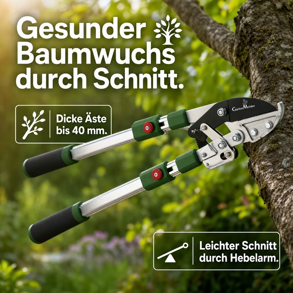 Amboss Astschere mit Ratsche und Teleskopgriff
