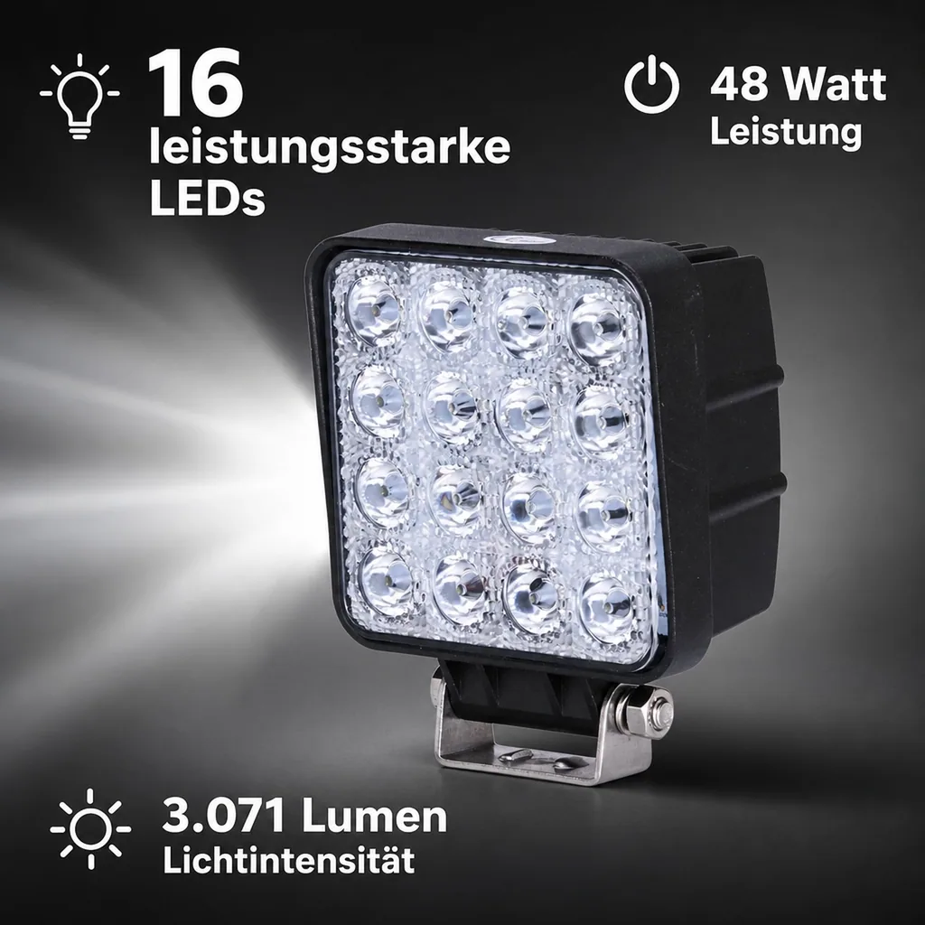 LED-Arbeitsscheinwerfer, 16 LEDs, 48 Watt