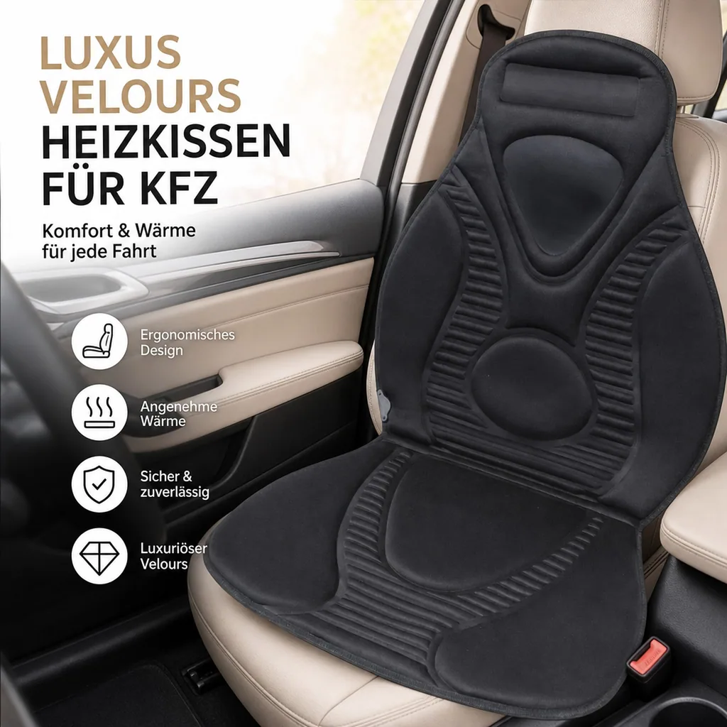 Luxus Velours Heizkissen für KFZ