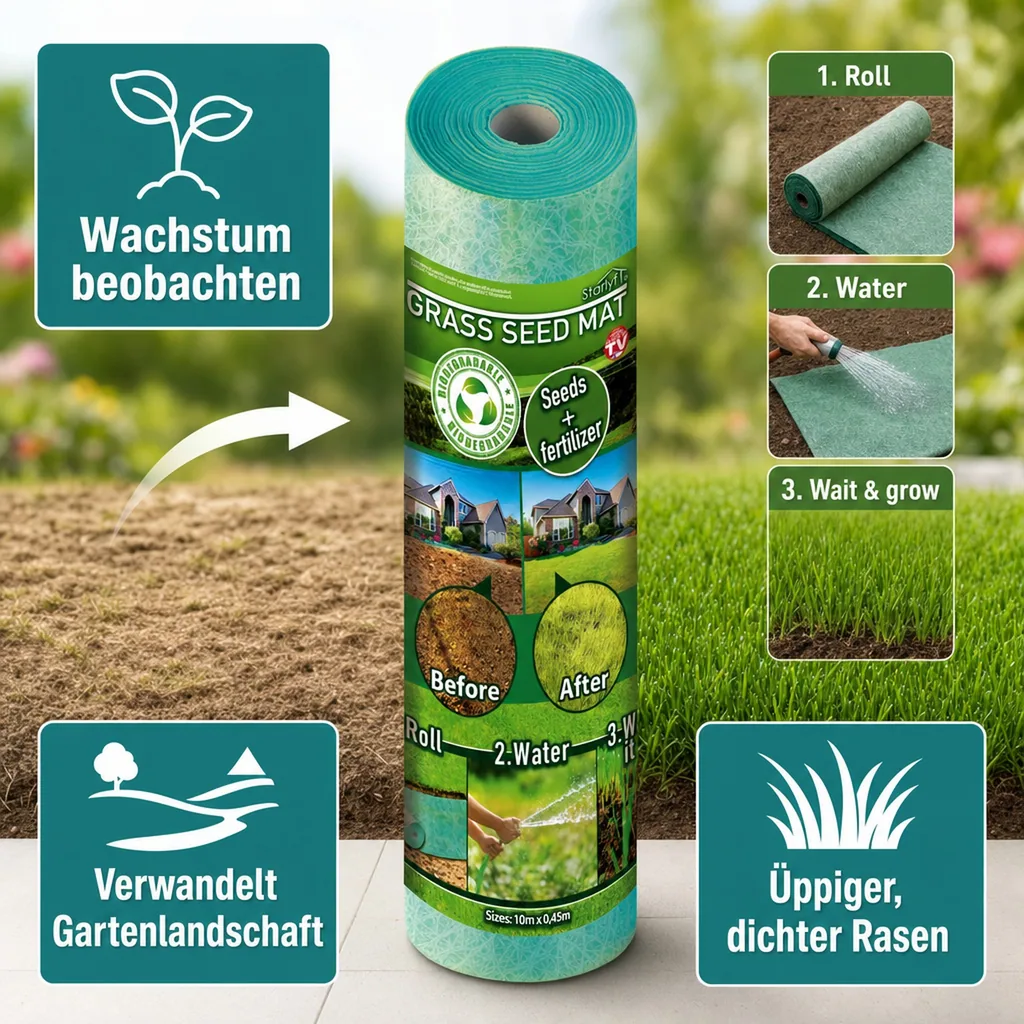 Rasenmatte mit Samen und Dünger, Grass seed Mat