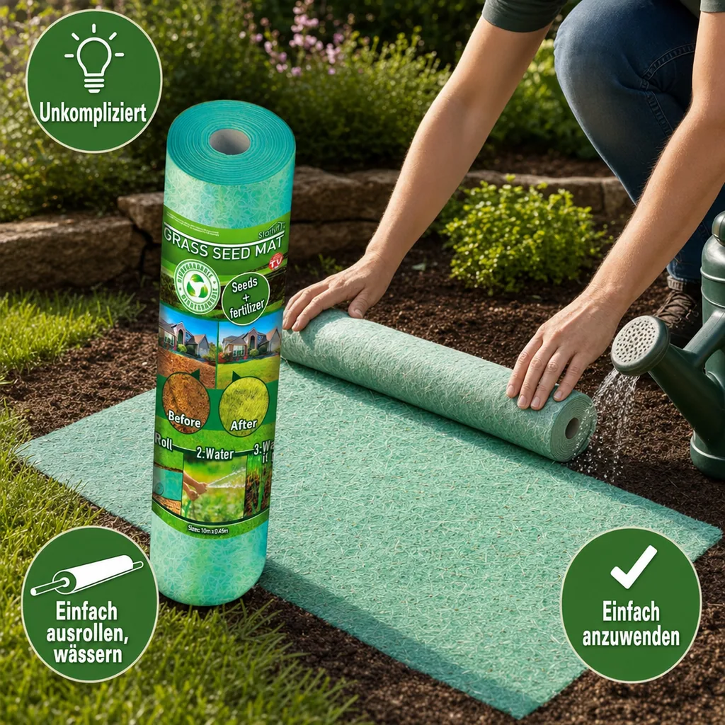 Rasenmatte mit Samen und Dünger, Grass seed Mat
