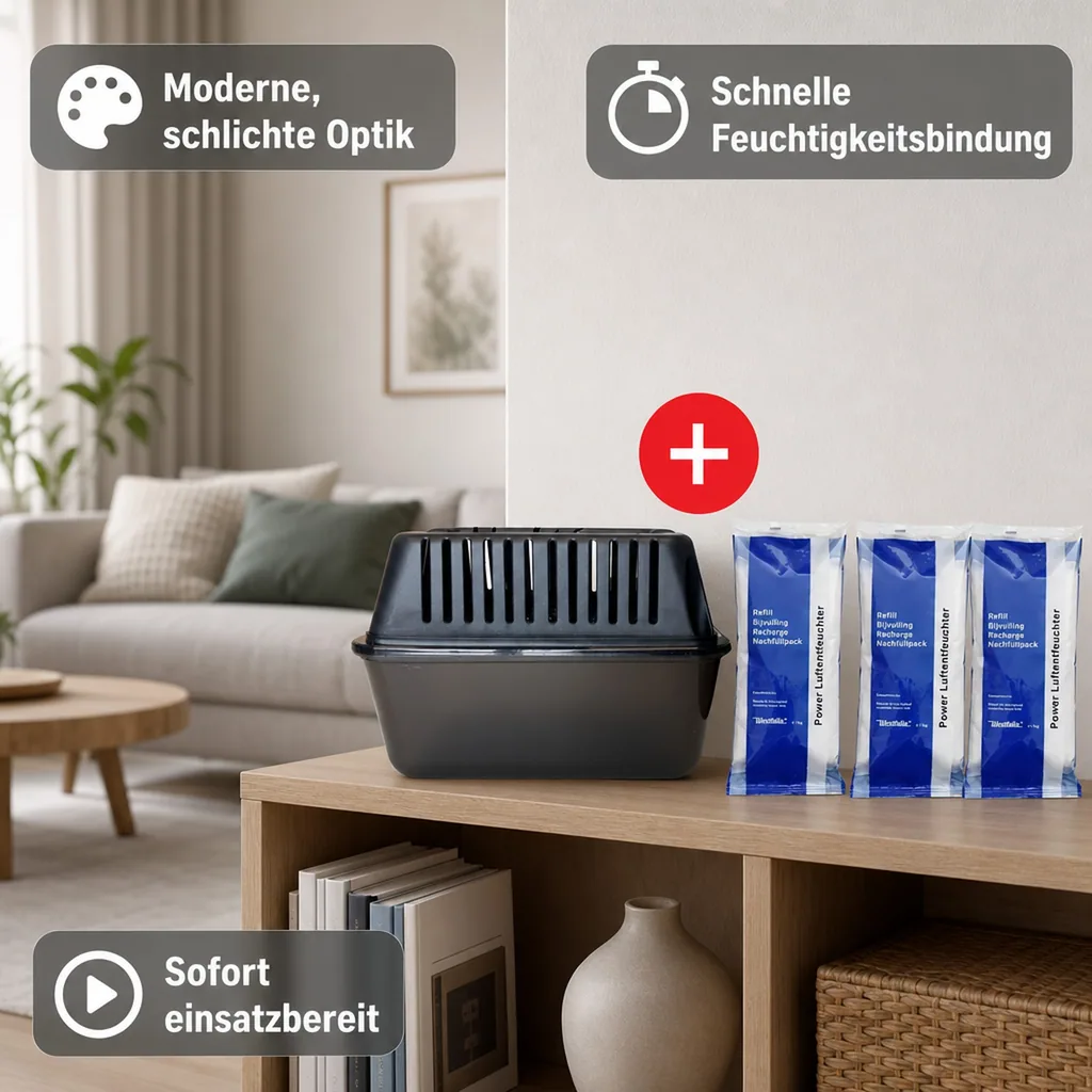 Raumentfeuchter MEGA BOX inkl. 3 x 1 kg Luftentfeuchter Granulat im Vliesbeutel