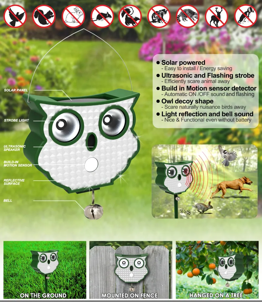 Solar-Ultraschall-Tierschreck "Eule"