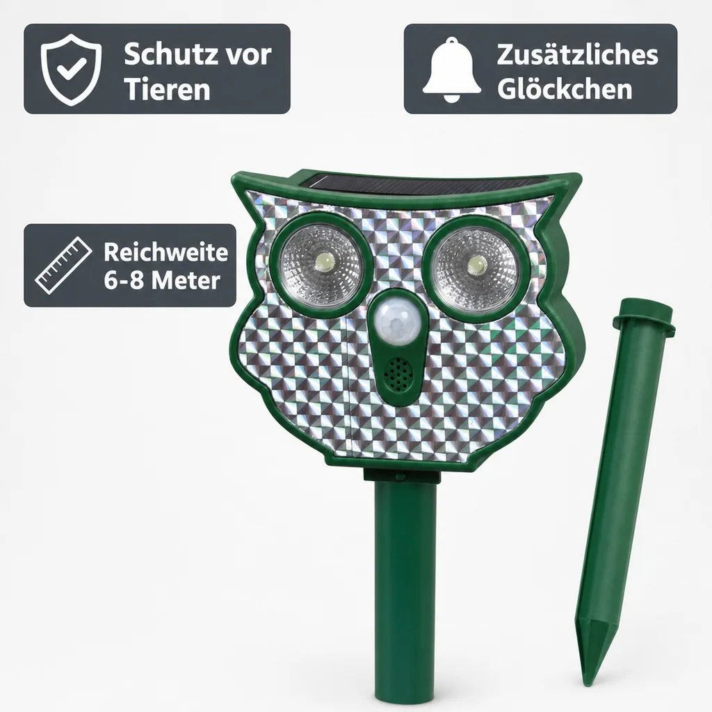 Solar-Ultraschall-Tierschreck "Eule"