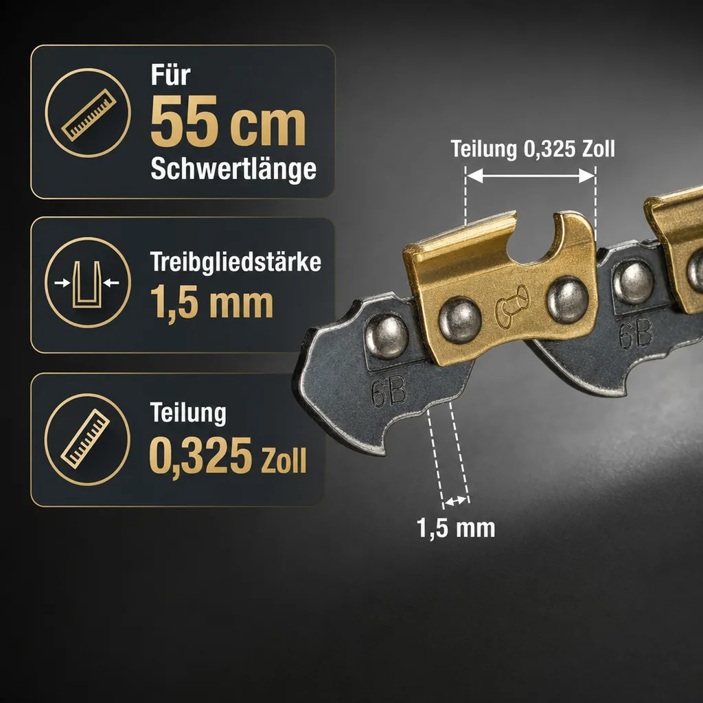 Sägekette "Titan" für 55 cm Schwert, 76 Gl. (1,5 mm), Teil. 0,325"