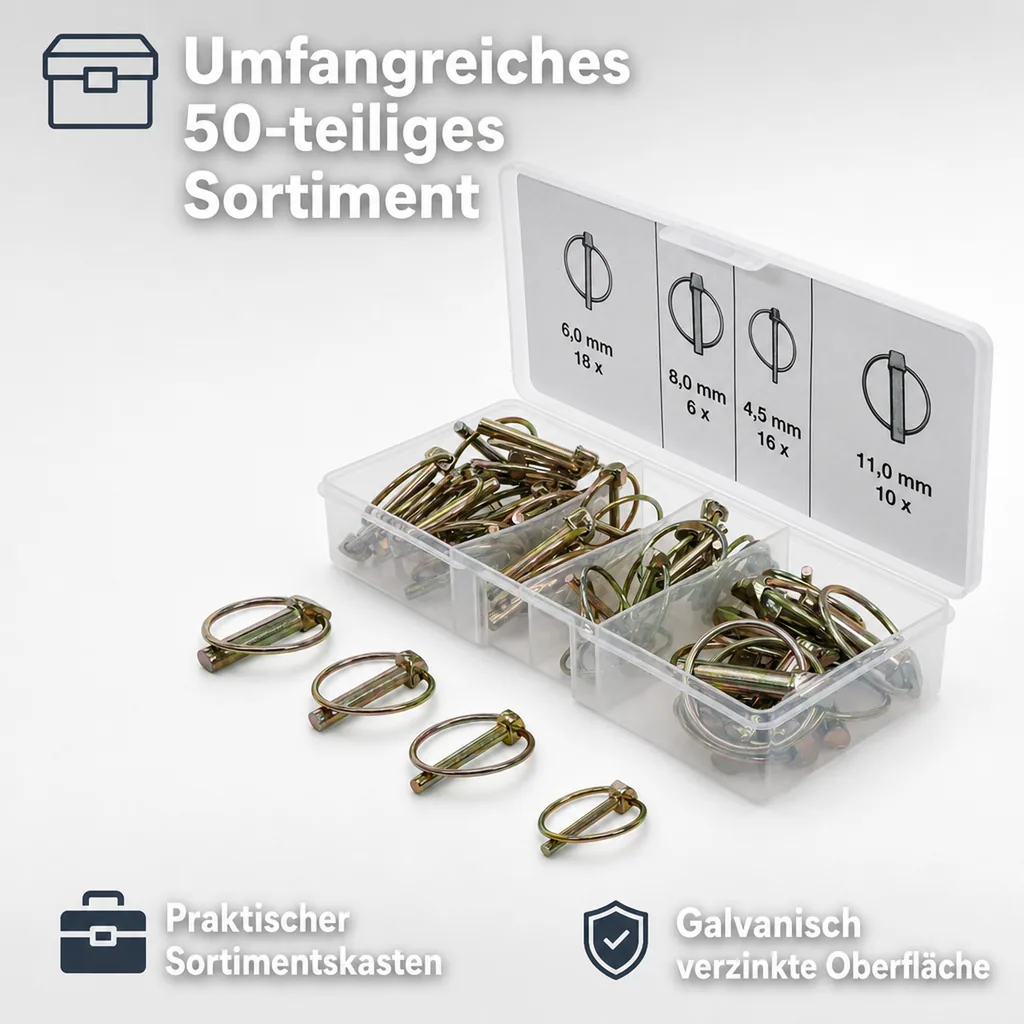 Klappsplinte-Sortiment, 50-tlg.