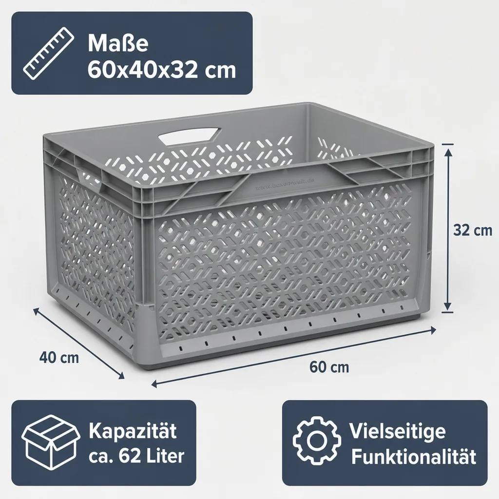 Eurobox 60x40x32cm durchbrochen grau 62l