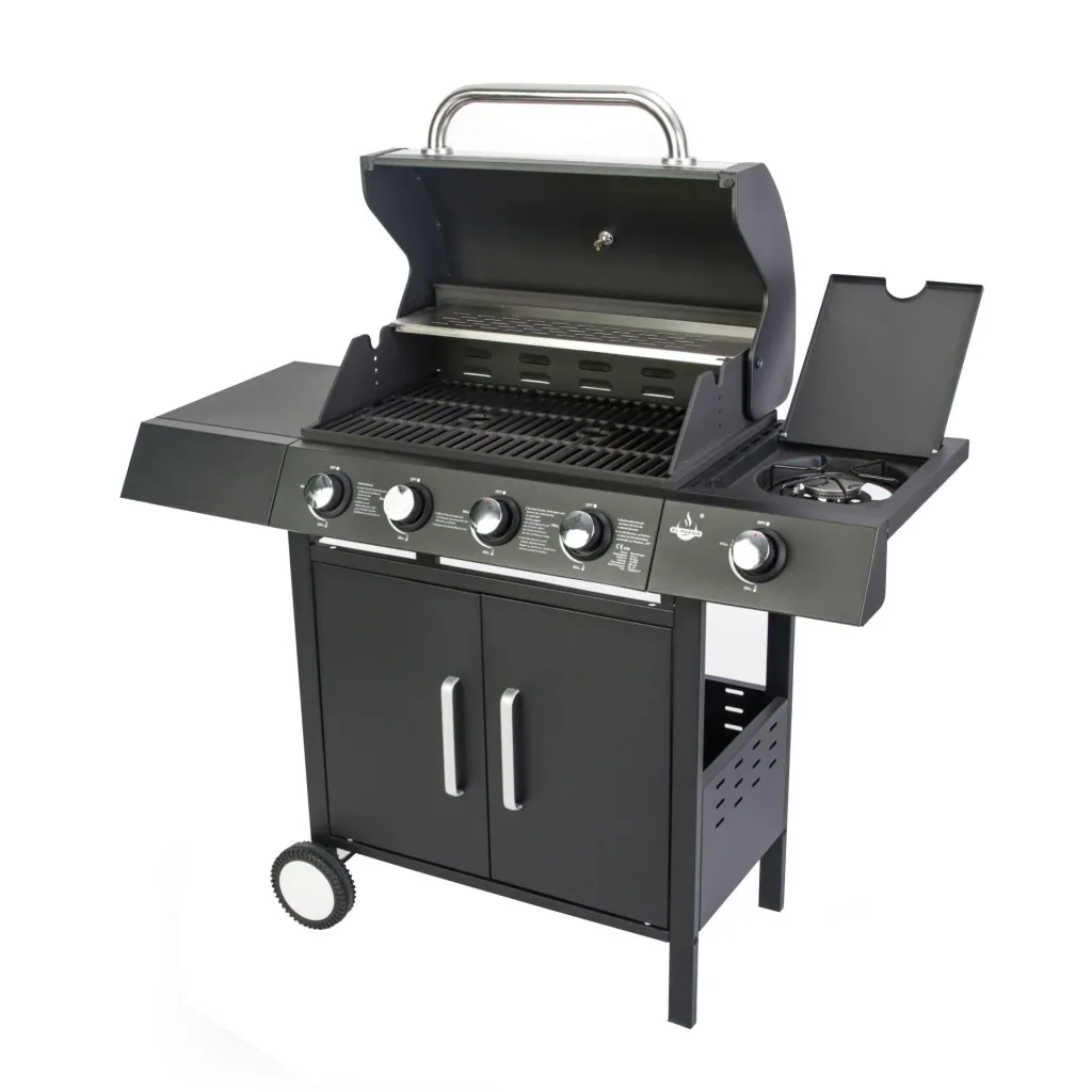 Gasgrill „San Angelo“ 4 + 1 Brenner, Schwarz