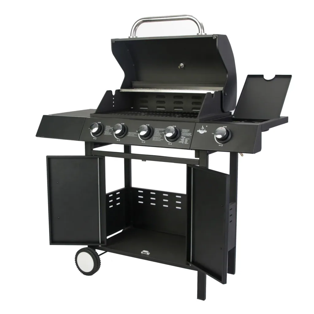 Gasgrill „San Angelo“ 4 + 1 Brenner, Schwarz