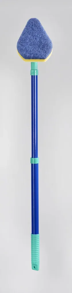 Bad-Wischer, Wischmopp mit Schwammbürste & Teleskopstiel, spezielle Wischform, ausziehbar 45-90 cm