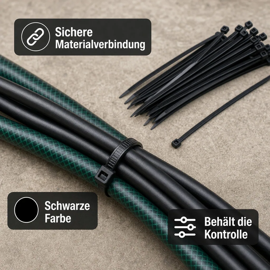 Kabelbinder-Sortiment, schwarz, 100-200 mm, 75-tlg.