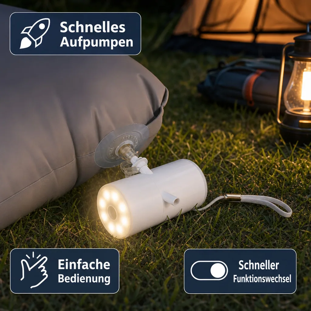 3in1 Akku-Luftpumpe X-Pump , Vakuumpumpe und LED-Leuchte