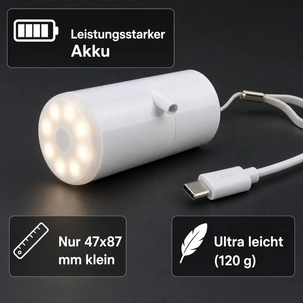 3in1 Akku-Luftpumpe X-Pump , Vakuumpumpe und LED-Leuchte